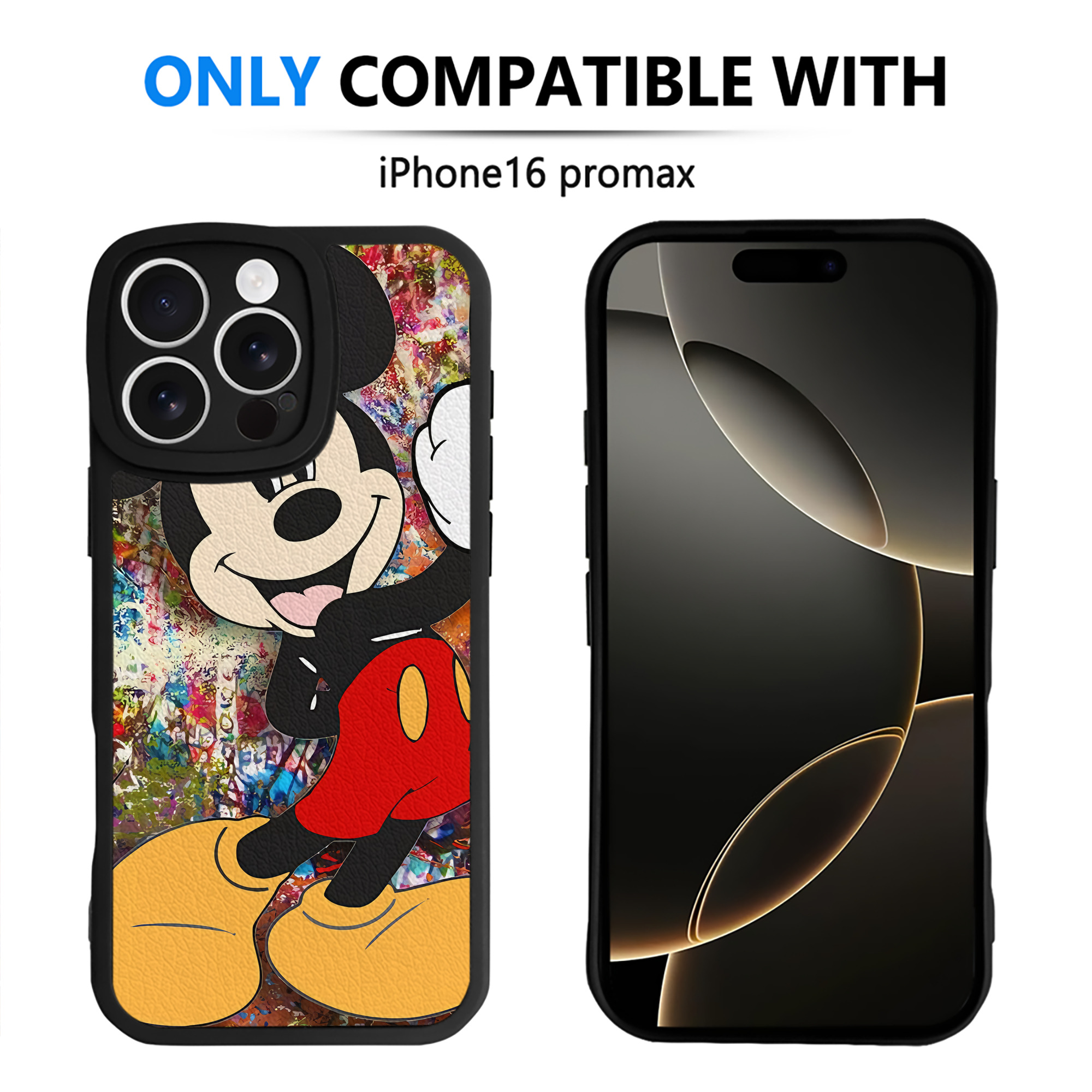 （画像用） ミッキーマウス Mickey Mouse 【iPhone 16シリーズ対応】シリコンスマホケース（レザー調） 材質：シリコン